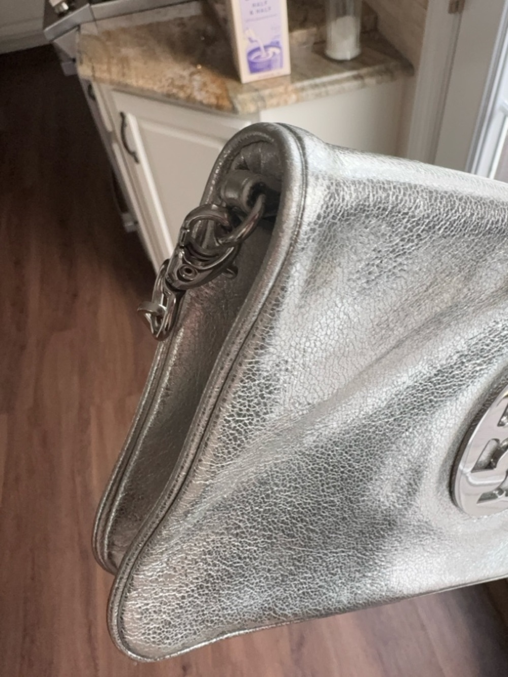 Tory Burch Silver Metallic Leather Chain Shoulder Clutch - Picture 8 of 11